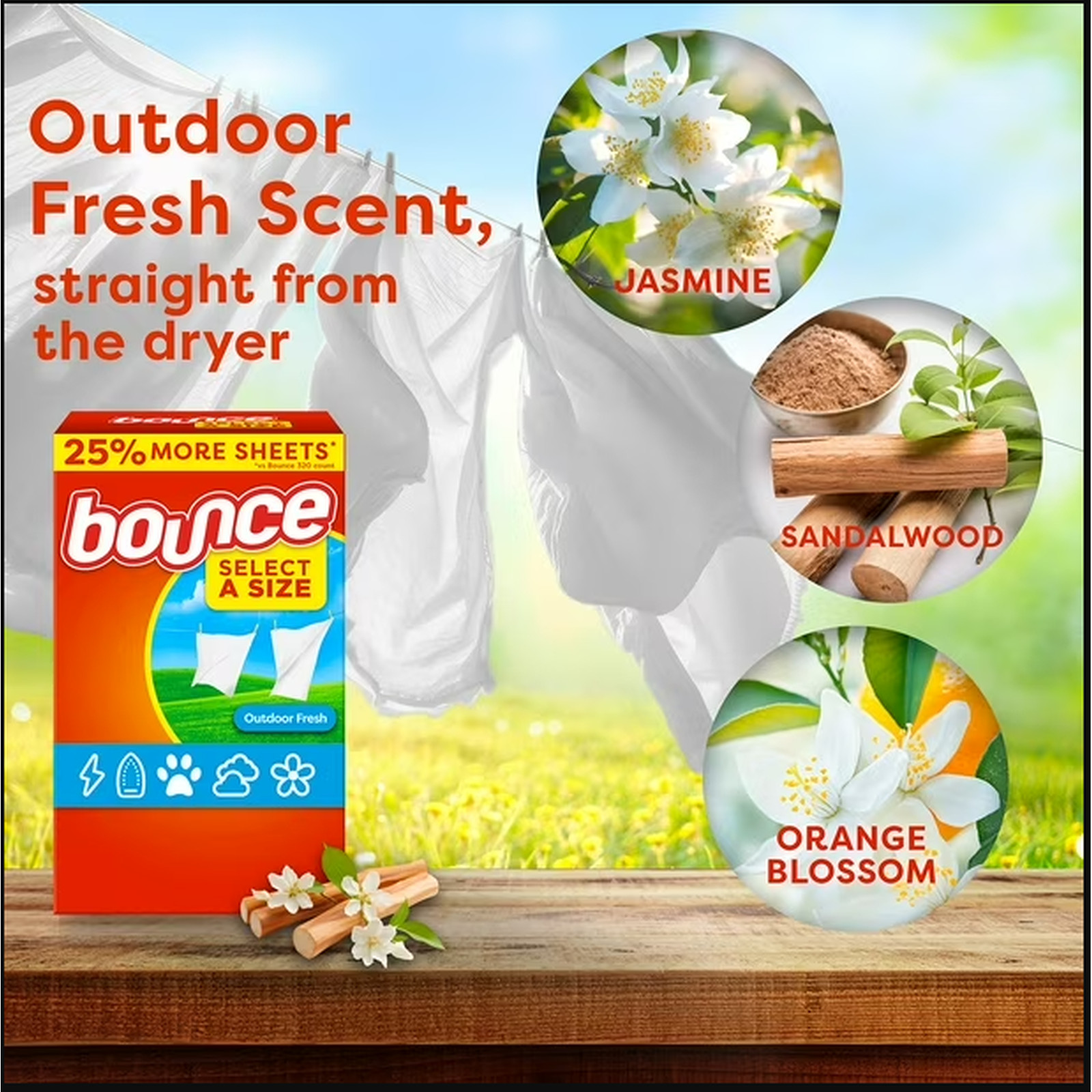 Bounce Select a Size Fabric Softener Dryer Sheets Outdoor Fresh 400 Anti Static