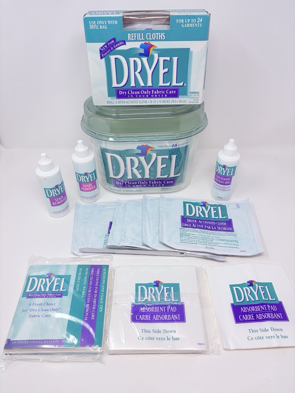 Dryel Kit Refill 12 Cloths Absorbent Pads Stain Remover Lot