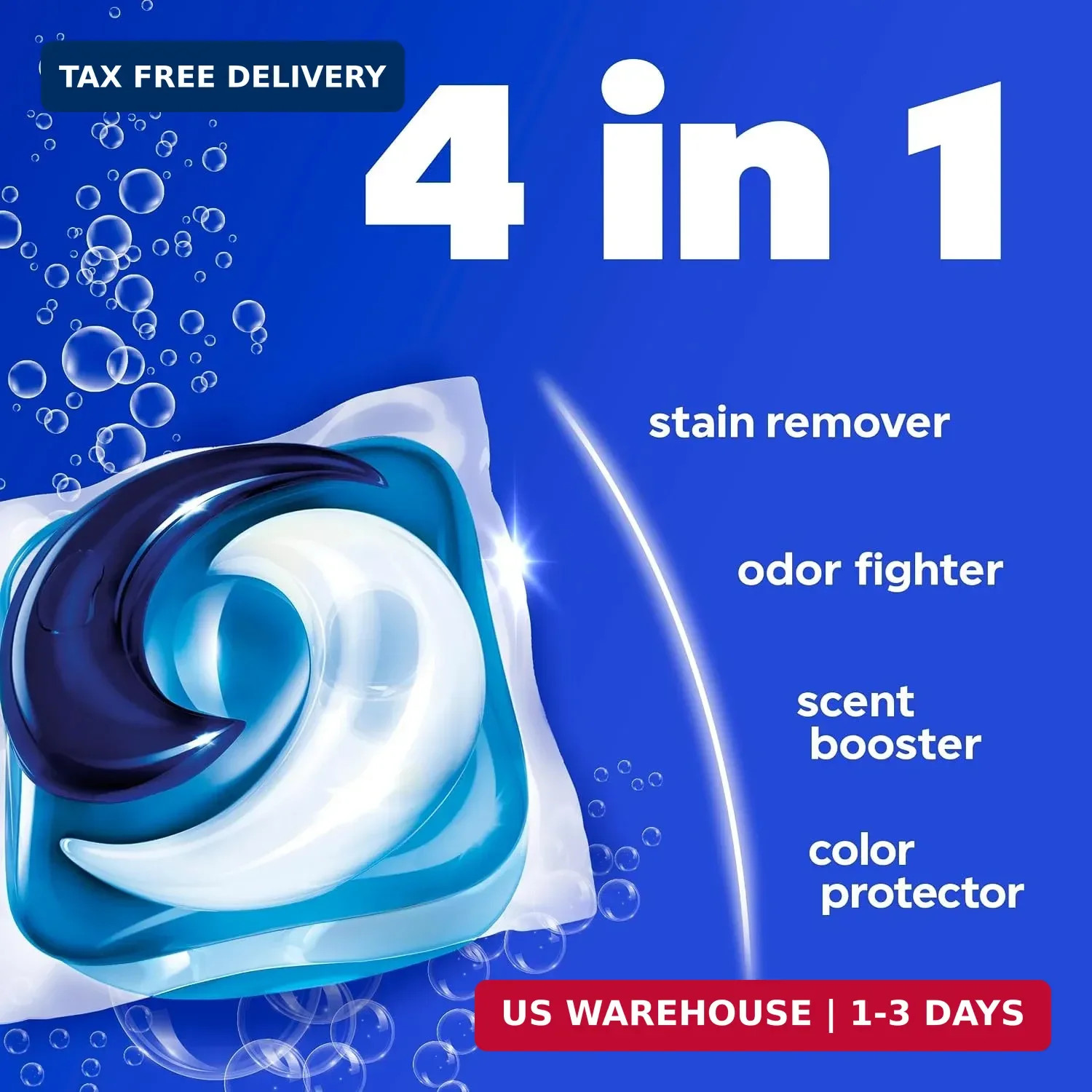 4-in-1 Ultra Oxi PODS Laundry Detergent Pacs, 85 Count, HE Compatible, Buil