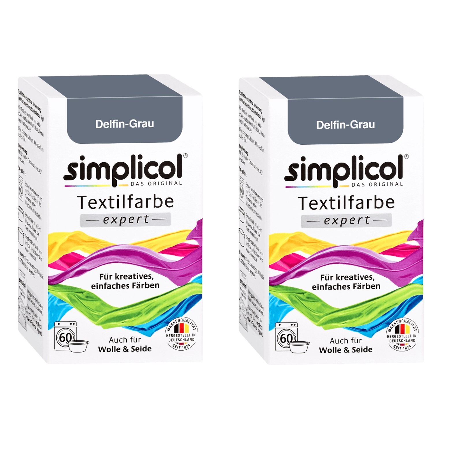 SIMPLICOL textile color expert 2 x color DOLPHIN GRAY for 600 g fabric also for wool