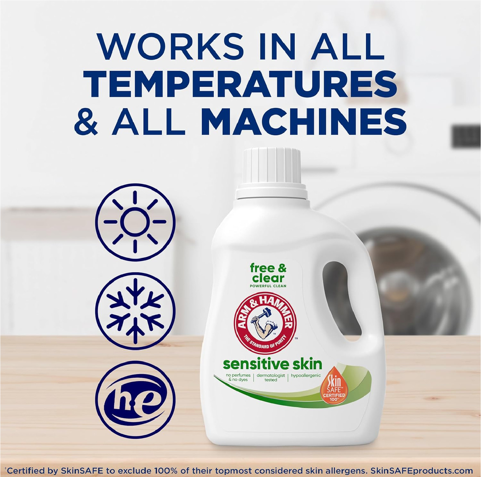 ARM & HAMMER Sensitive Skin Free & Clear Liquid Laundry Detergent, 105 fl oz, 10