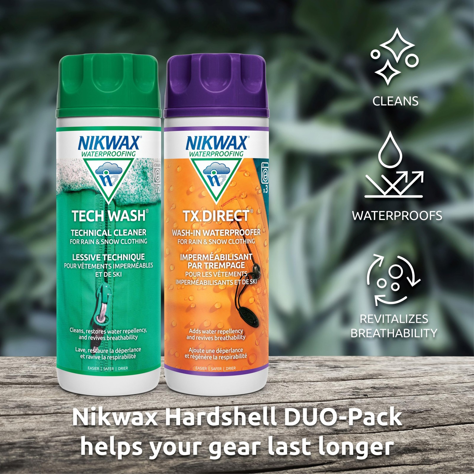 Nikwax Hardshell Cleaning & Waterproofing Duo-Pack 300ml Cleans and Restores
