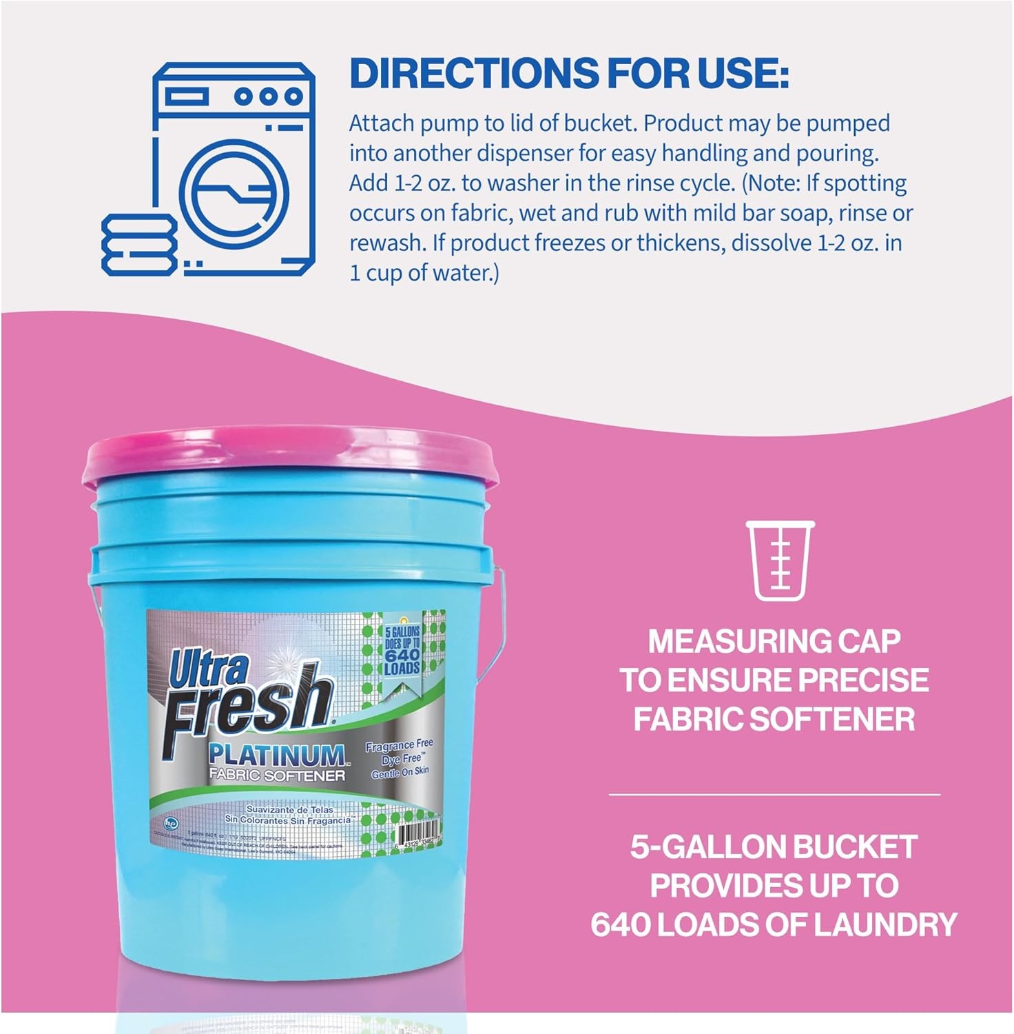 5 Gallon Platinum Fabric Softener All Machine Types Liquid Laundry Softener Up