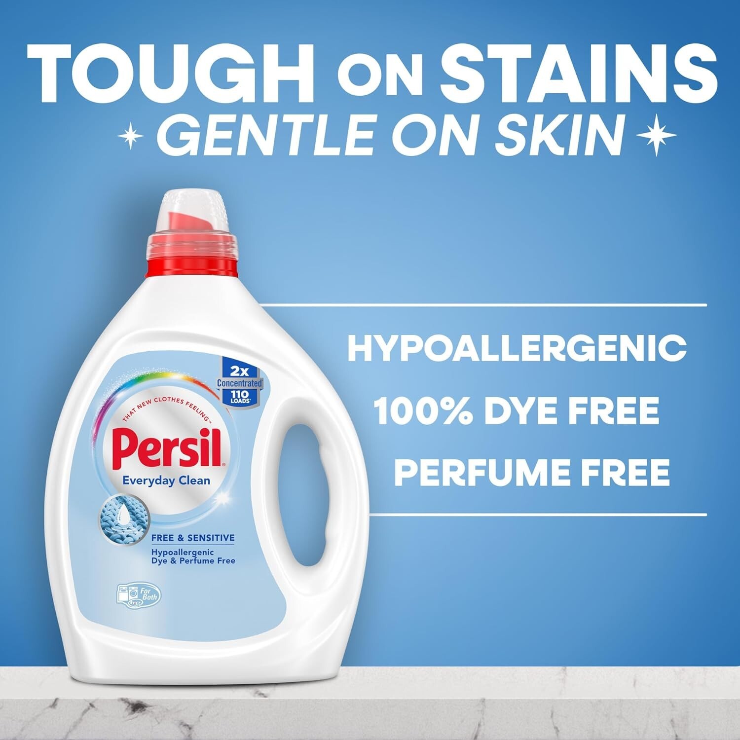 Persil Free Sensitive Liquid Laundry Detergent Unscented Hypoallergenic 110 load