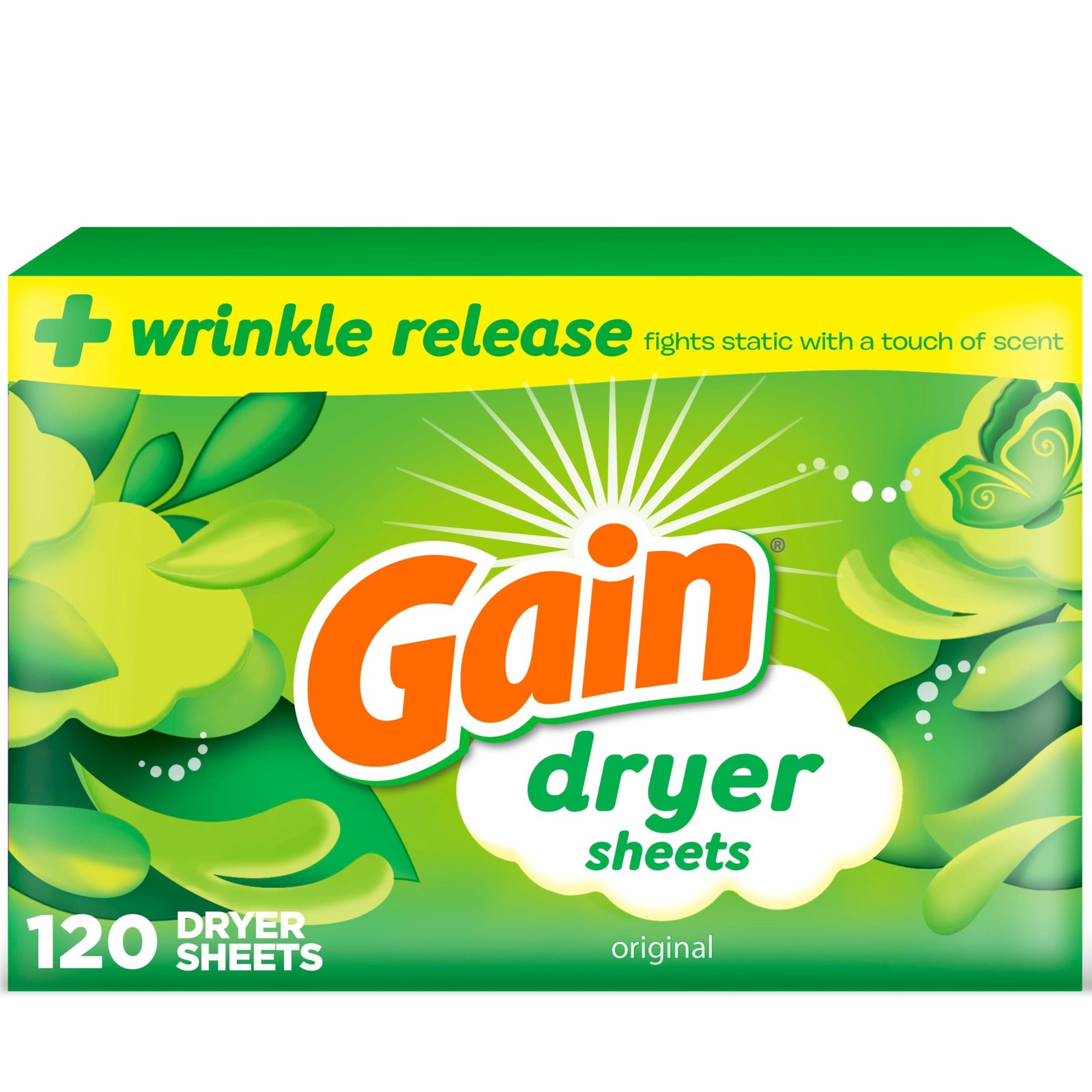 Gain dryer sheets Plus Wrinkle 120 Count (Pack of 1), Original Version