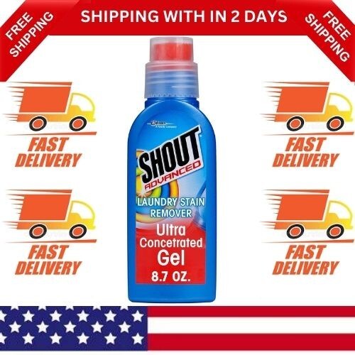 Shout Advanced Stain Remover Brush, Ultra Concentrated Gel with Built-In Scrubbe