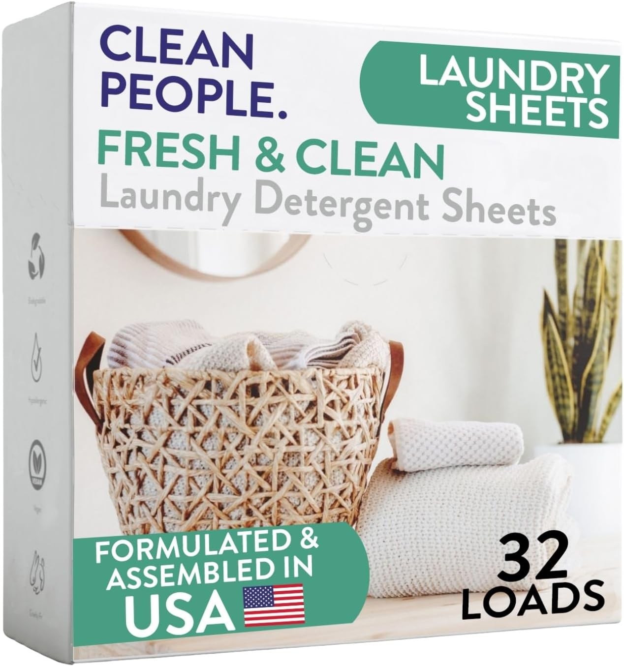 Clean People Laundry Sheets 32 Pack Ultra Concentrated