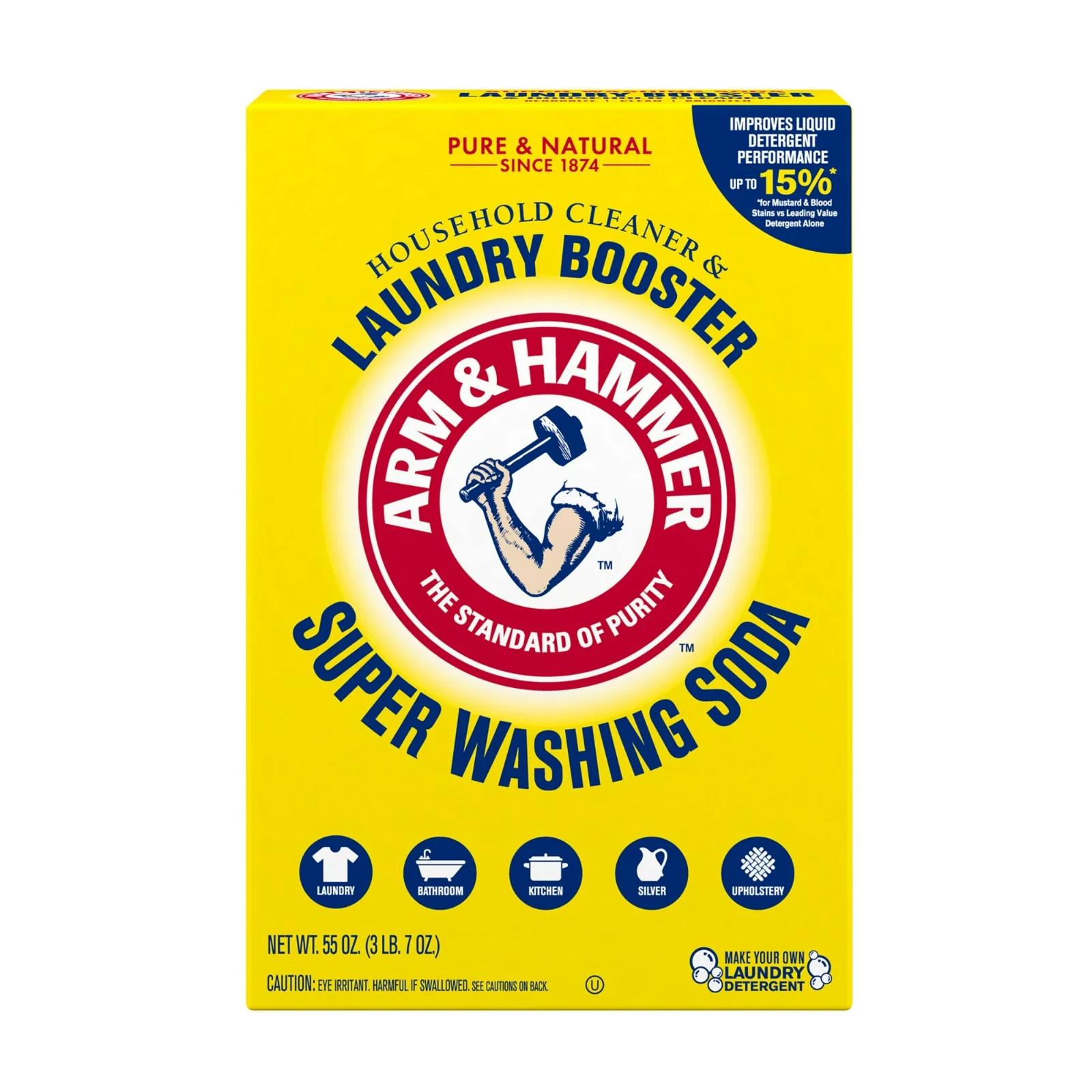 Arm & Hammer Super Washing Soda 55 oz Detergent Booster Household Cleaner