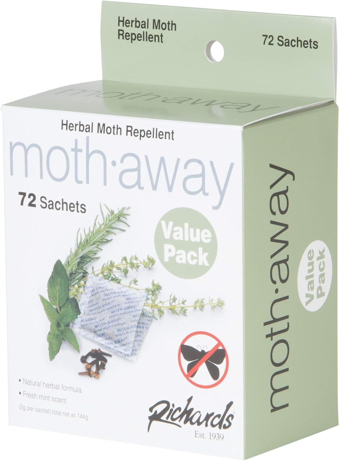 Richard’s Homewares – Moth Away – Moth Away Herbal Moth Repellent – 72 Count