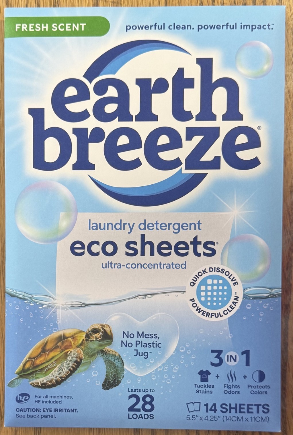 Earth Breeze Laundry Detergent Sheets ~ Fresh Scent ~ 14 Sheets ~ Brand New