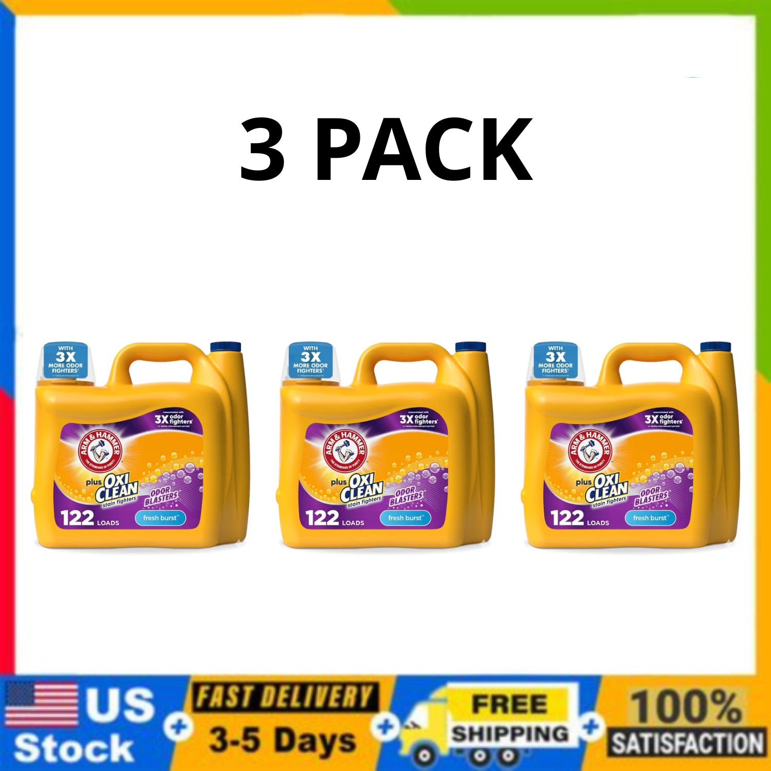ARM & HAMMER Plus OxiClean Odor Blasters Fresh Burst Detergent 158.6 oz, 3 Pack