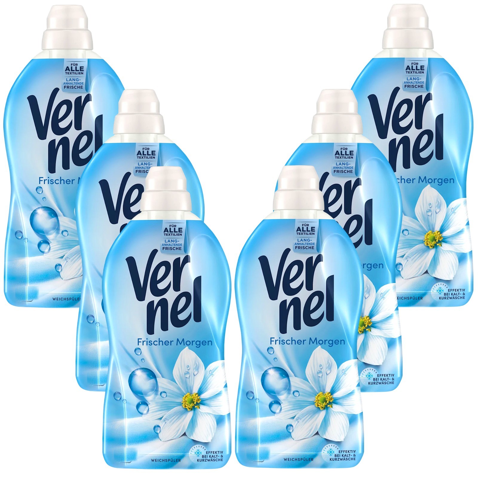 6x Vernel Fresh Morning 50 WL Liquid Fabric Softener for Washing Machine