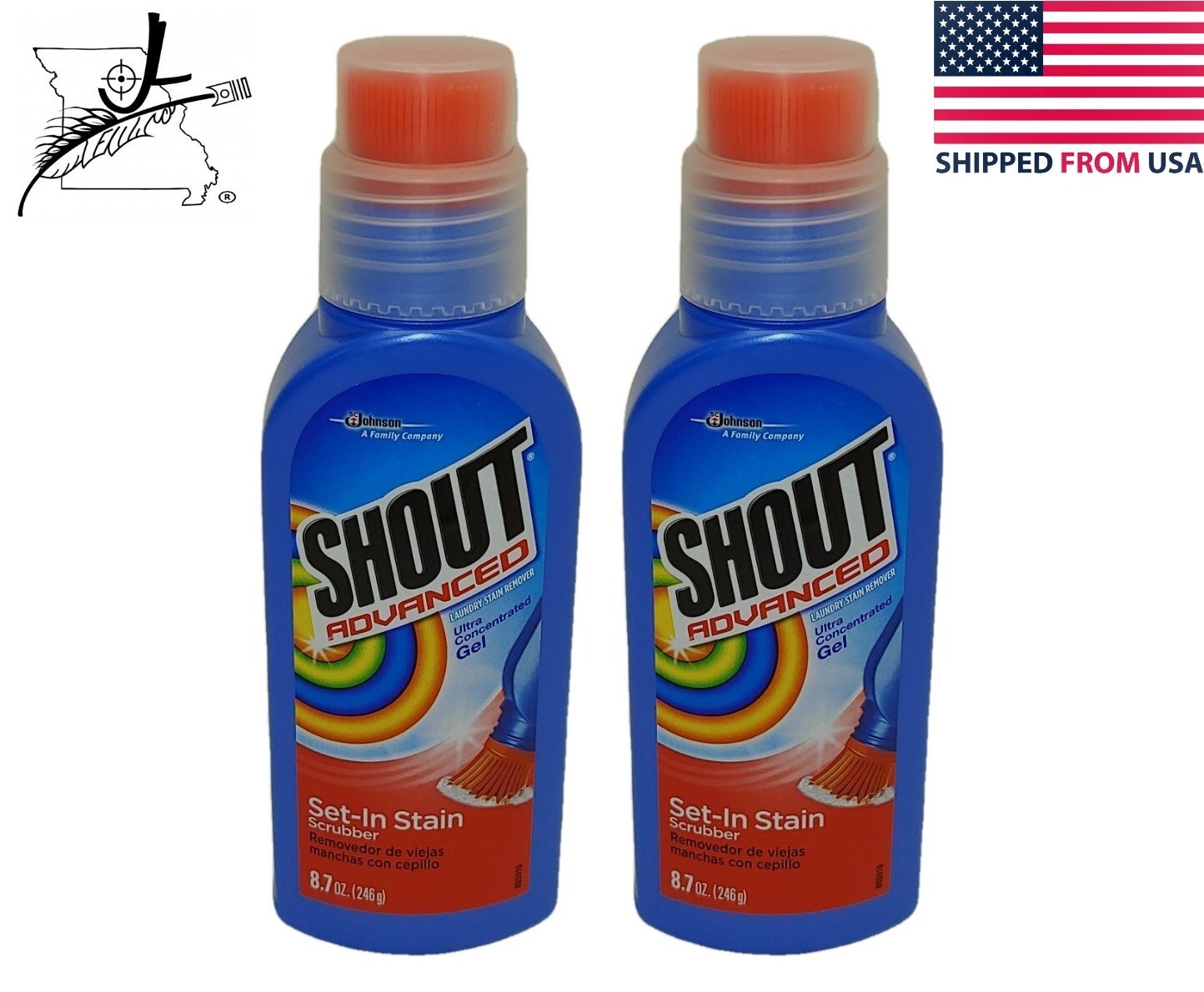 2x Shout Advanced Set-In Stain Pre-Treat Laundry Scrubber Bottles Ultra Gel Lot