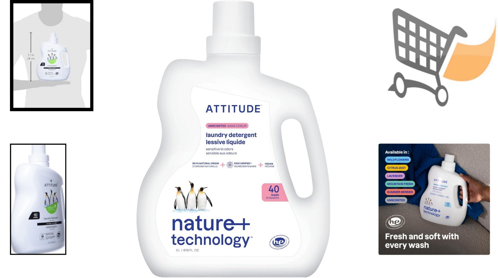 Liquid Laundry Detergent Plant-Based Unscented 40 Loads Eco-Friendly
