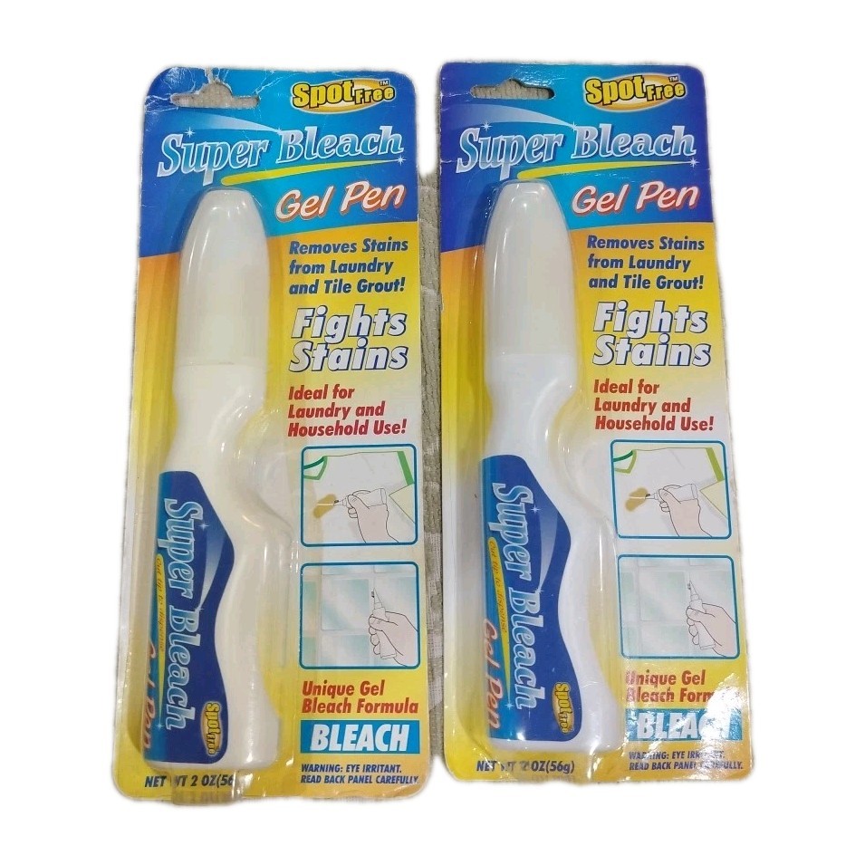 2 Spot Free SUPER BLEACH GEL PEN Removes Stains From Laundry & Tile Grout 2oz Ea