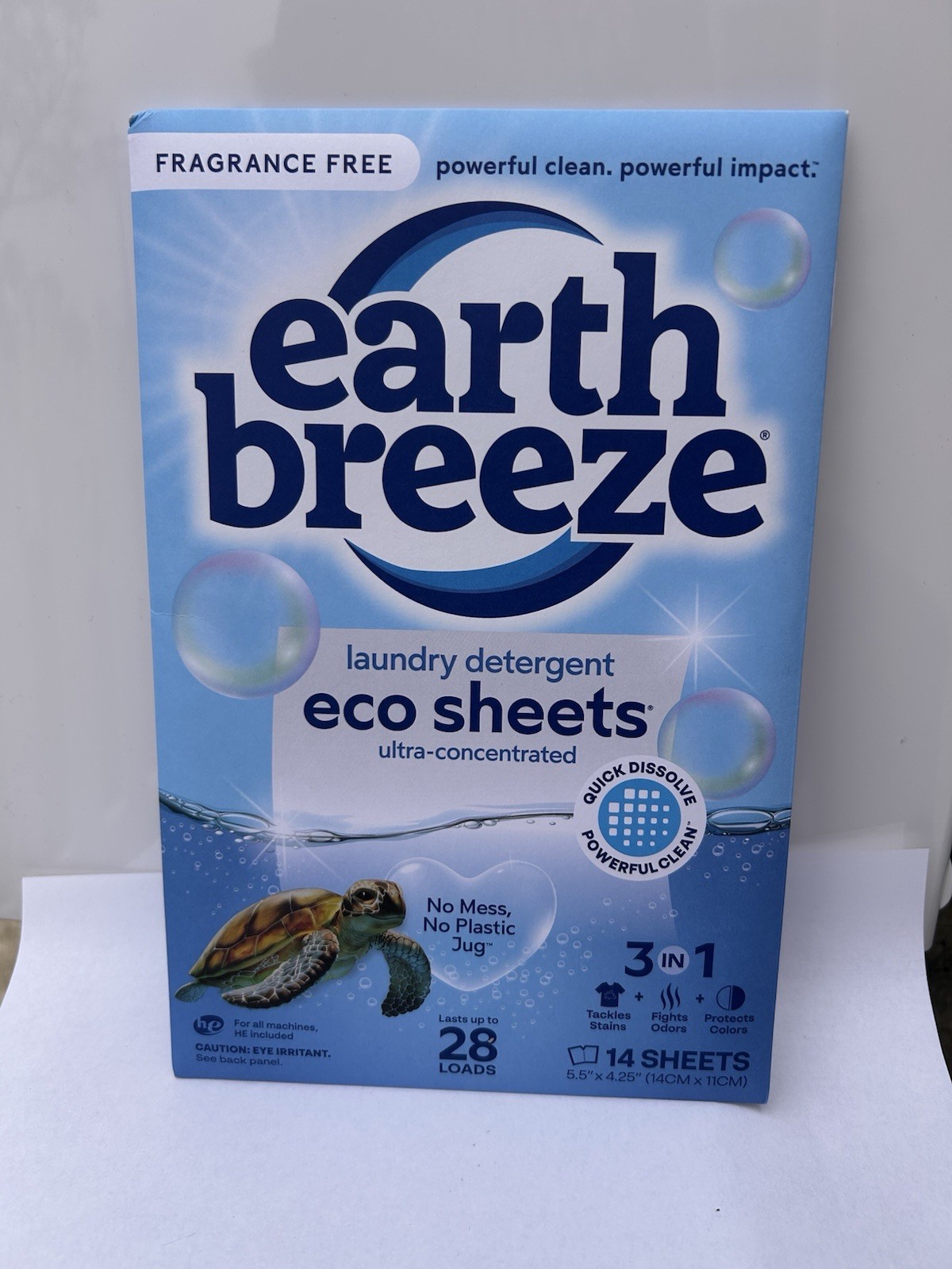 Earth Breeze Eco Sheets Laundry Detergent Fragrance Free 28 Loads