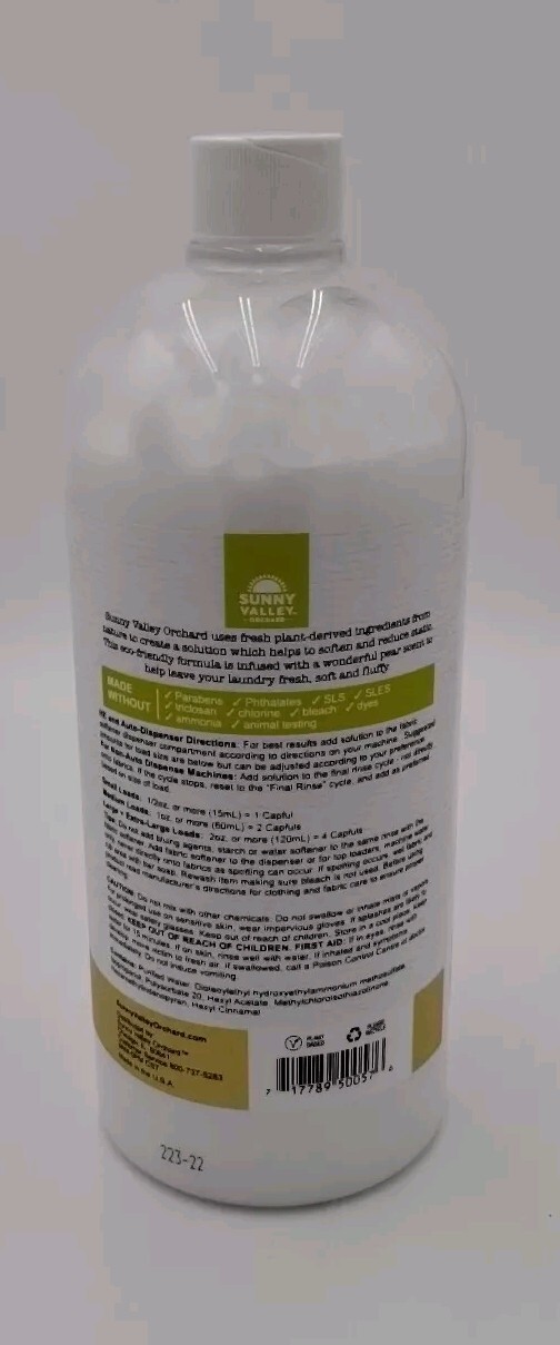 Sunny Valley Orchard Fabric Softener Conc. Plant Based Pear Up To 64 Loads 32oz