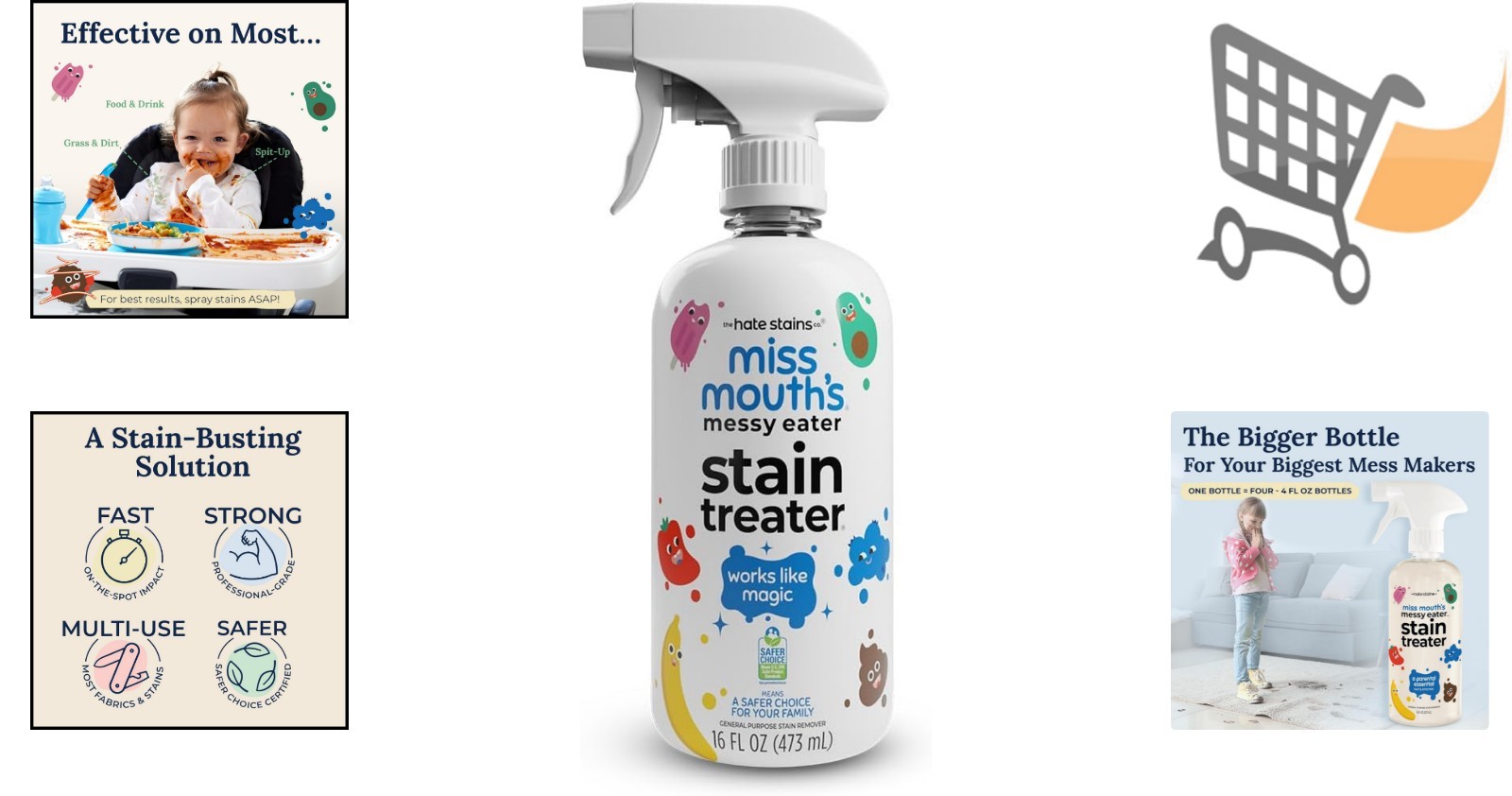 Stain Remover Spray 16oz Food Grease Coffee Baby Laundry Carpet Upholstery