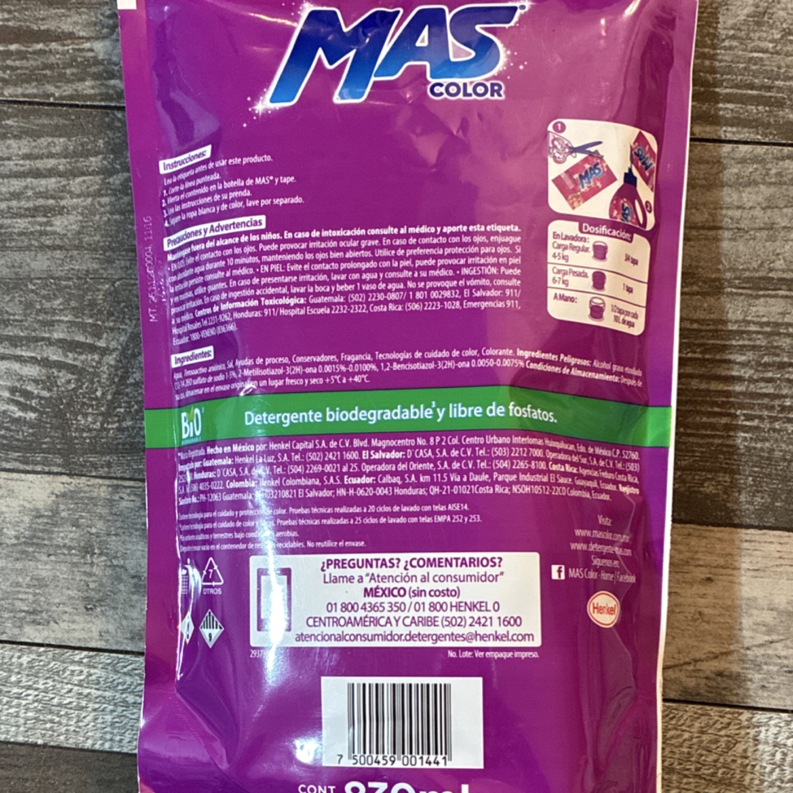 123 Multiusos MAS Color BOLD 3 Laundry Detergent Powder Liquid Bio 3 Pack