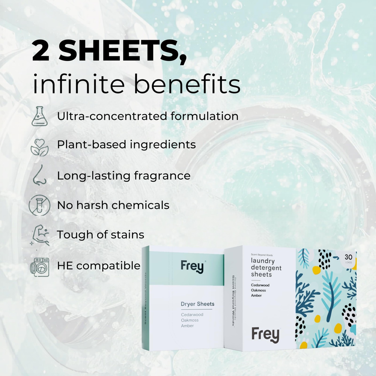Laundry Detergent & Dryer Sheets Bundle | 60 Count | Plastic Free | Liquidles…
