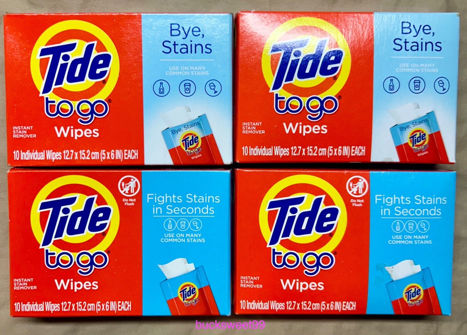 Tide To Go Wipes – 5″ x 6″ Wipes – 4 PACKS (40 Wipes TOTAL)