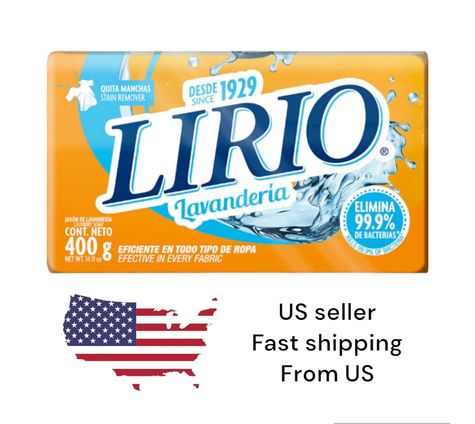 Lirio Jabón De Barra Para Lavar 400g/Lirio Laundry Detergent Soap Bar 14.01 oz🧼