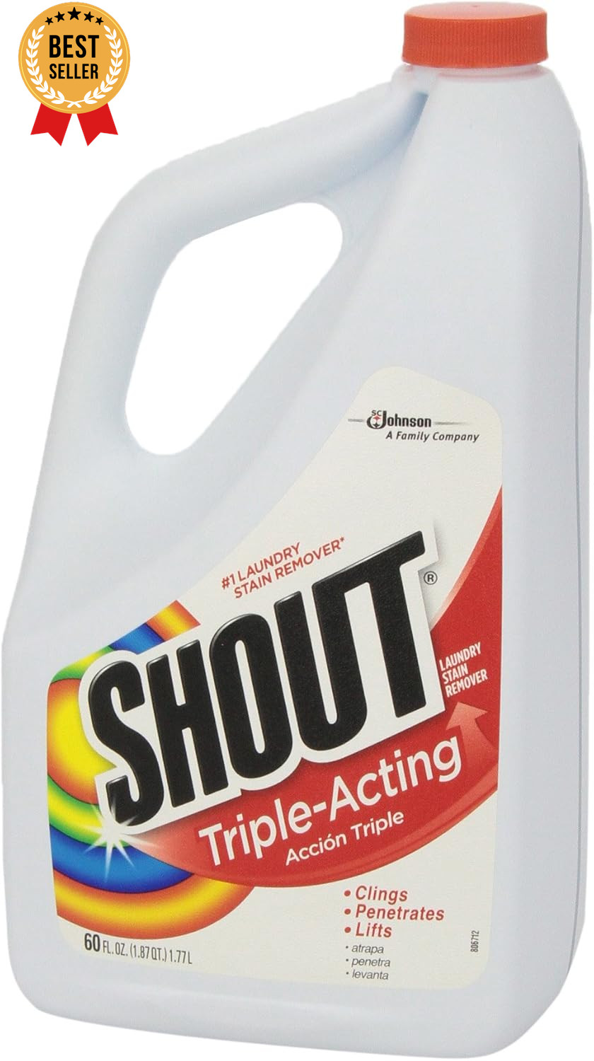 Shout Active Enzyme Laundry Stain Remover, 60Oz Prewash, Triple-Acting Formula