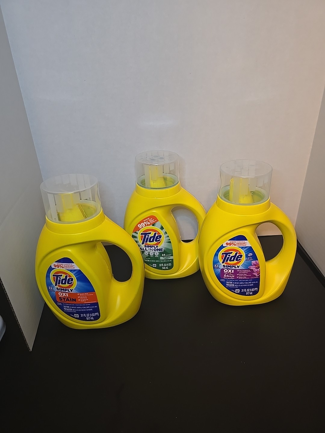 Tide Simply Laundry Detergent Pack of 3, Oxi Stain,All In One, And Oxi Febreze