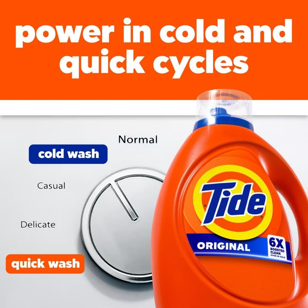 Tide Laundry Liquid, Original Scent, 64 Loads, 80 FL OZ, Works on 100% of Common
