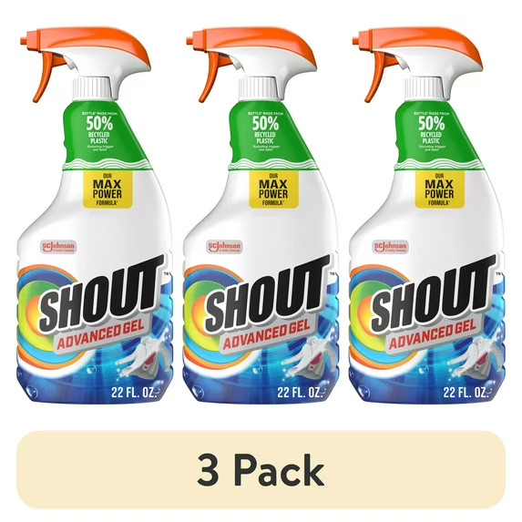 3pack Shout Advanced Action Gel Laundry Stain Remover 22fl oz Best Shout Formula