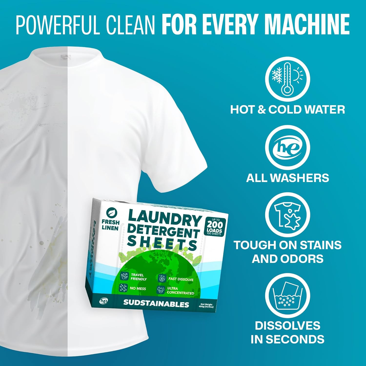Laundry Detergent Sheets 200 Loads – Dissolvable Laundry Sheet for Washing Machi