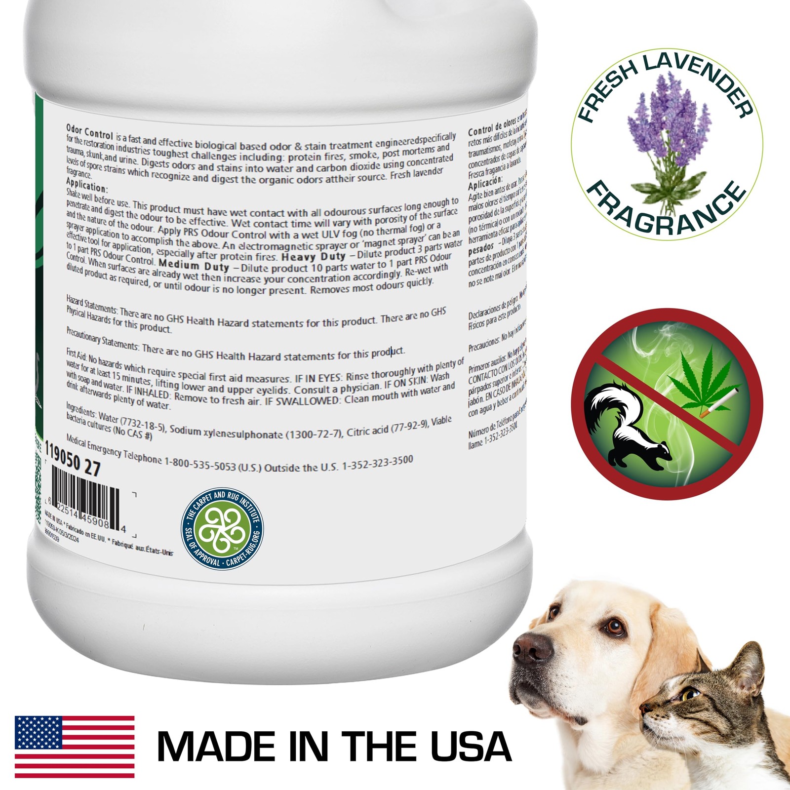 Rochester Midland PRS Urine Odor Eliminator – 1 Gallon, Fresh Lavender, Dog