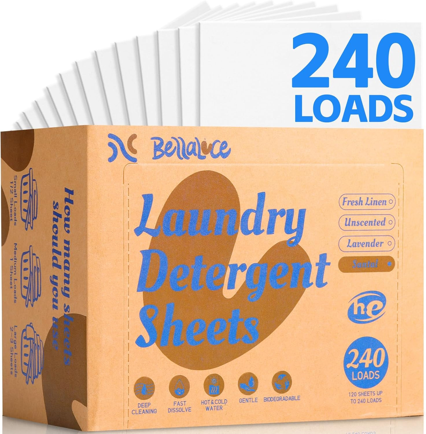 Laundry Detergent Sheets Space-Saving Travel-Deep Cleaning Fresh Linen Scent