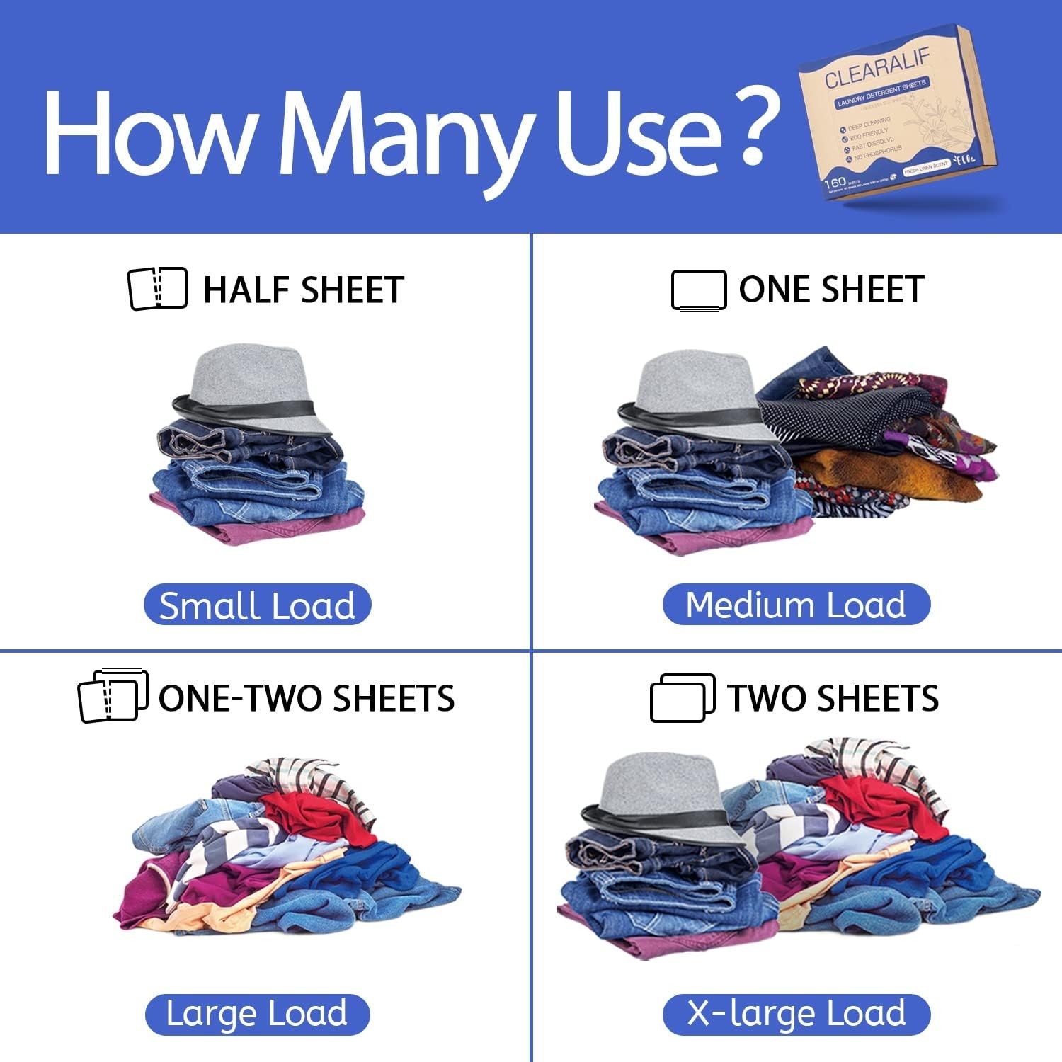 CLEARALIF Laundry Detergent Sheets 480 Loads, Fresh Linen,Great For Travel,Ap…