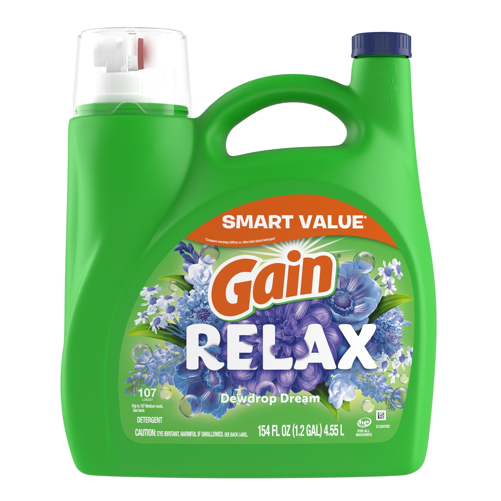 Gain Liquid Laundry Detergent RELAX Dewdrop Dream Scent 154 fl oz 107 Loads