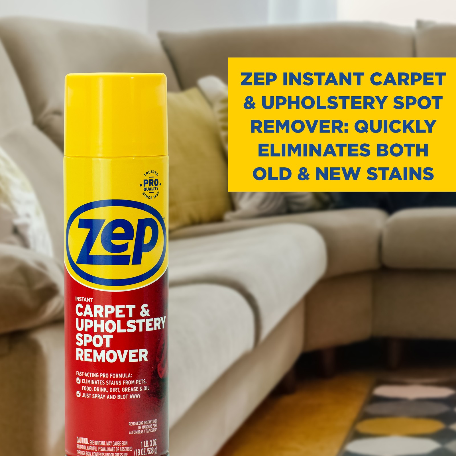 Zep Instant Carpet and Upholstery Spot Remover 19 oz (Case of 12) ZUSPOT19 – No