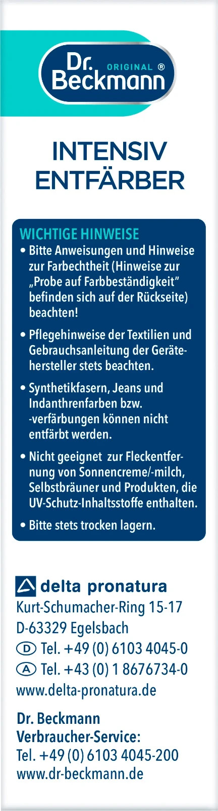 Dr. Beckmann Intensiv Color Remover Powder 3x200g For Washing Machine 88713