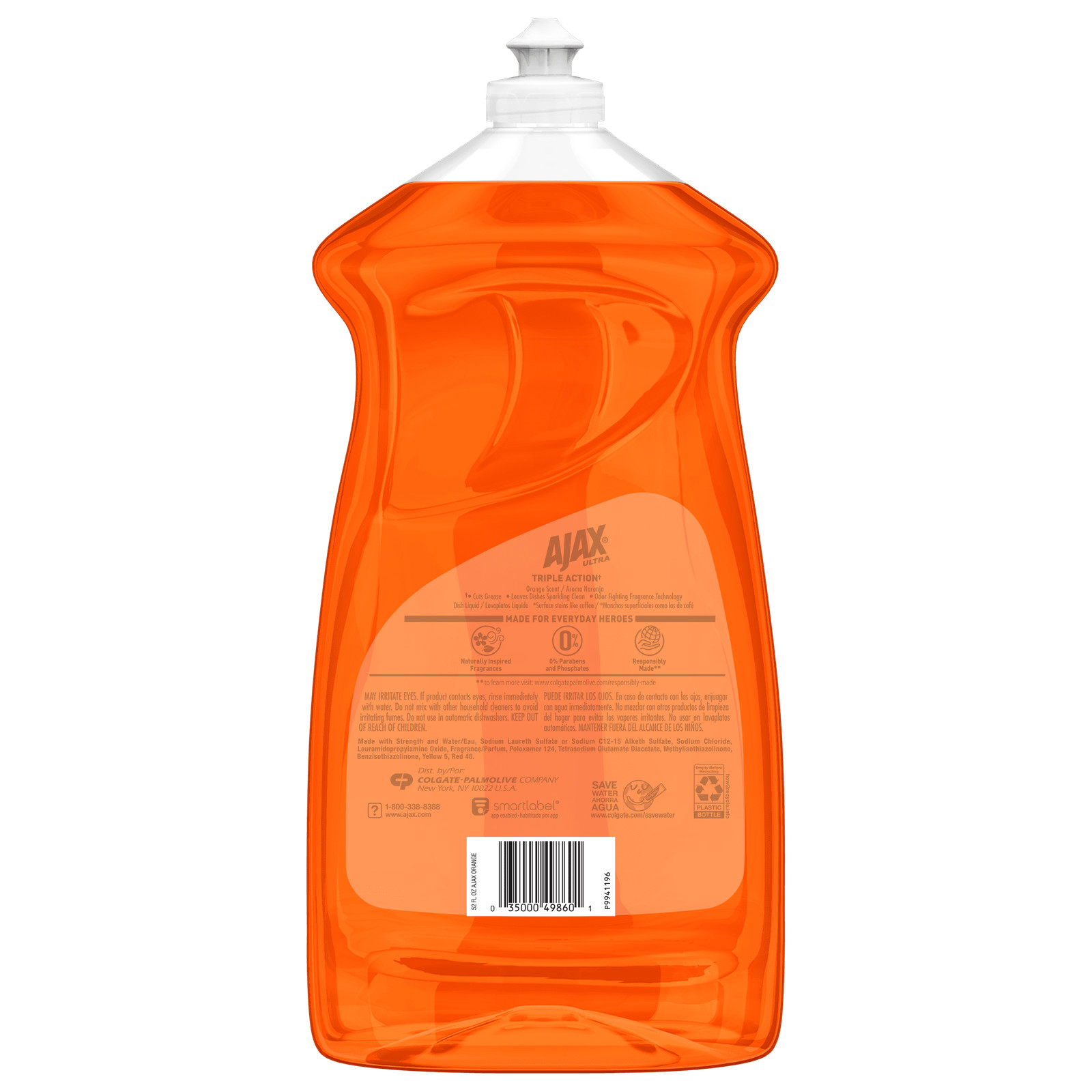9 Pack Triple-Action Dishwashing Liquid, 52 Oz, Orange
