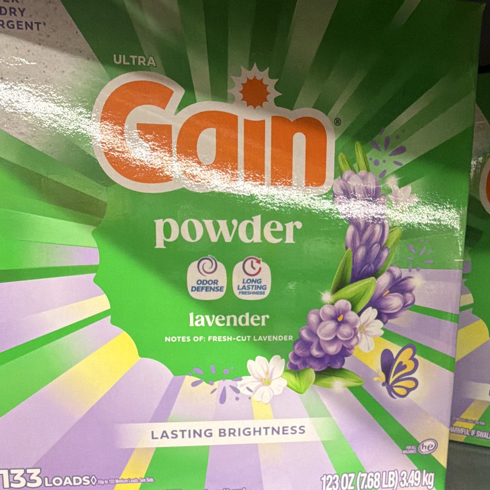 Gain Powder Laundry Detergent Lavender, HE Compatible, Odor Defense, 133 Loads