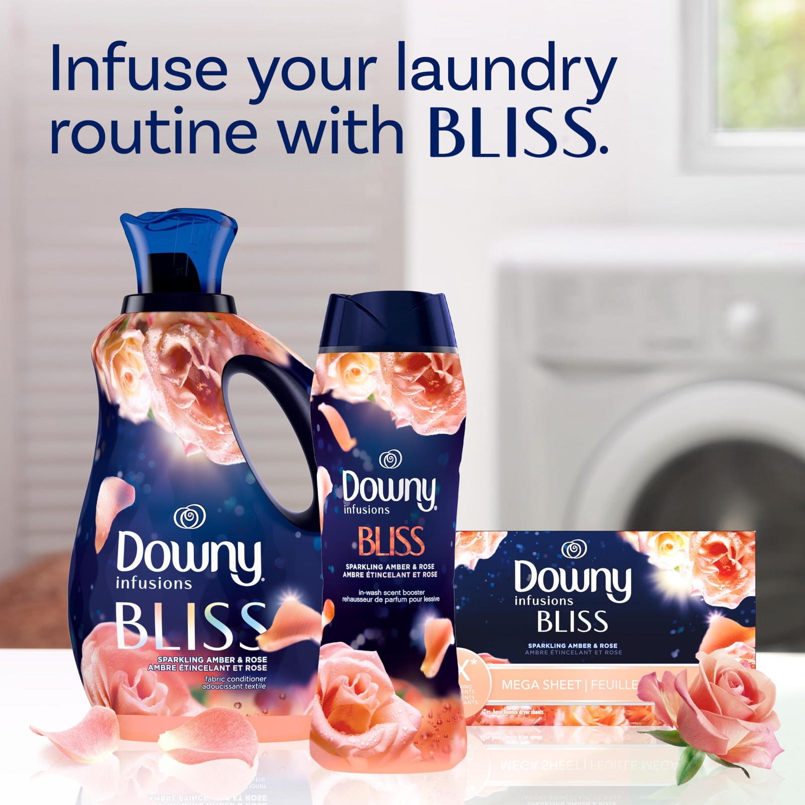 Downy Infusions Bliss Laundry Scent Booster Beads Amber Rose 12 Weeks Freshness