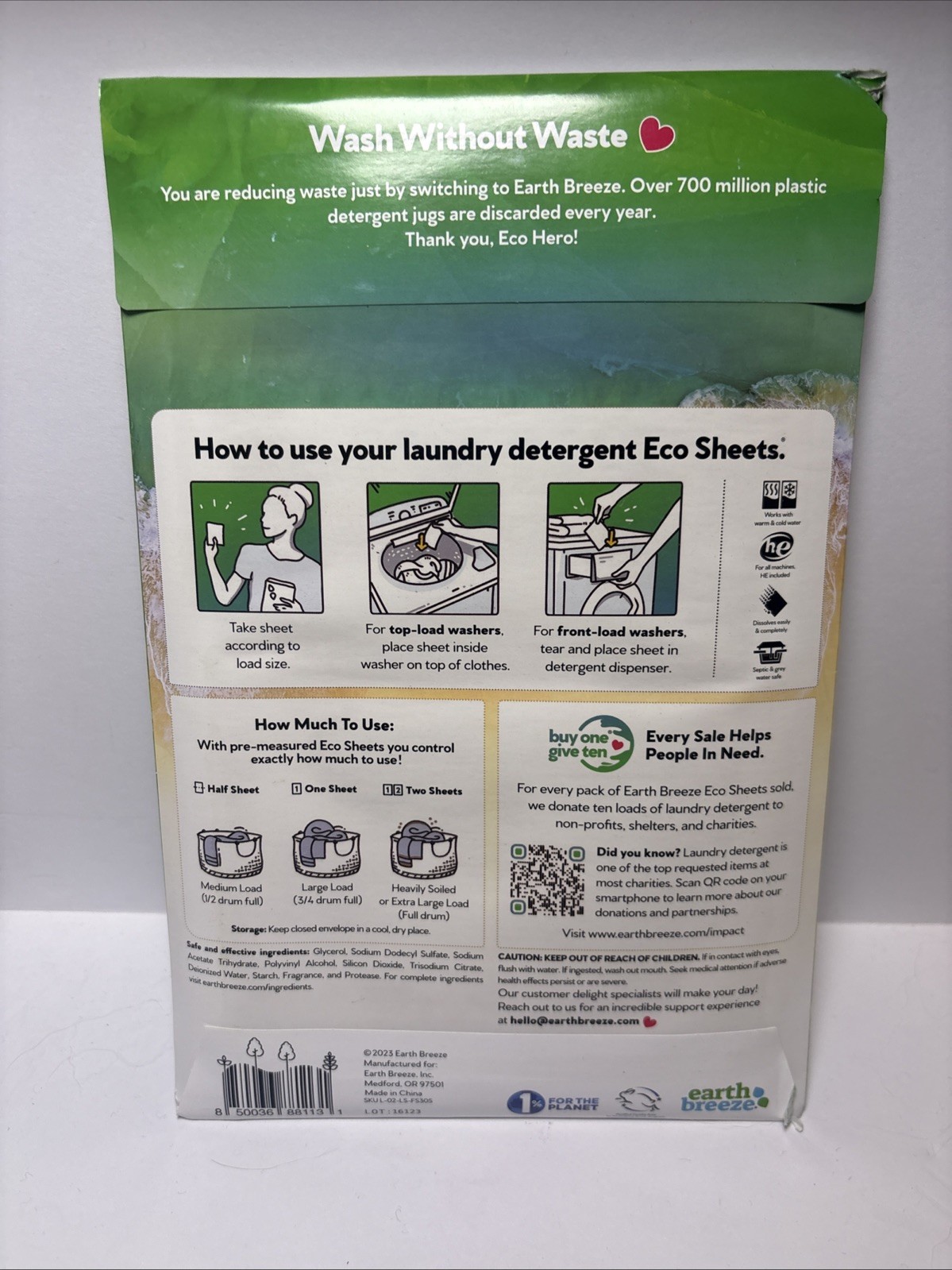 Lot of 5 Earth Breeze Laundry Detergent Eco Sheets 300 Loads Fresh Scent