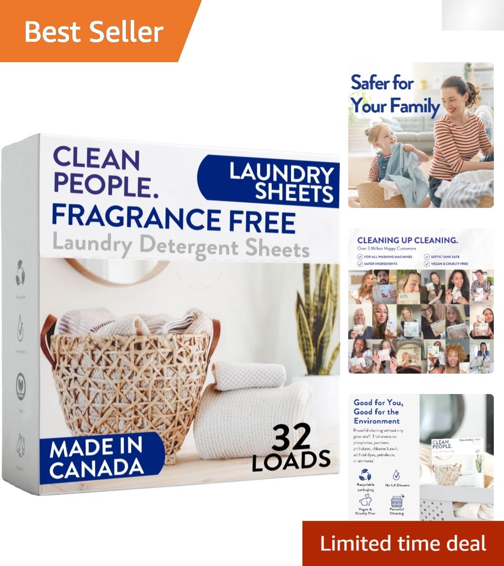 Eco-Friendly 32 Count Fragrance Free Laundry Detergent Sheets – Safe & Effective
