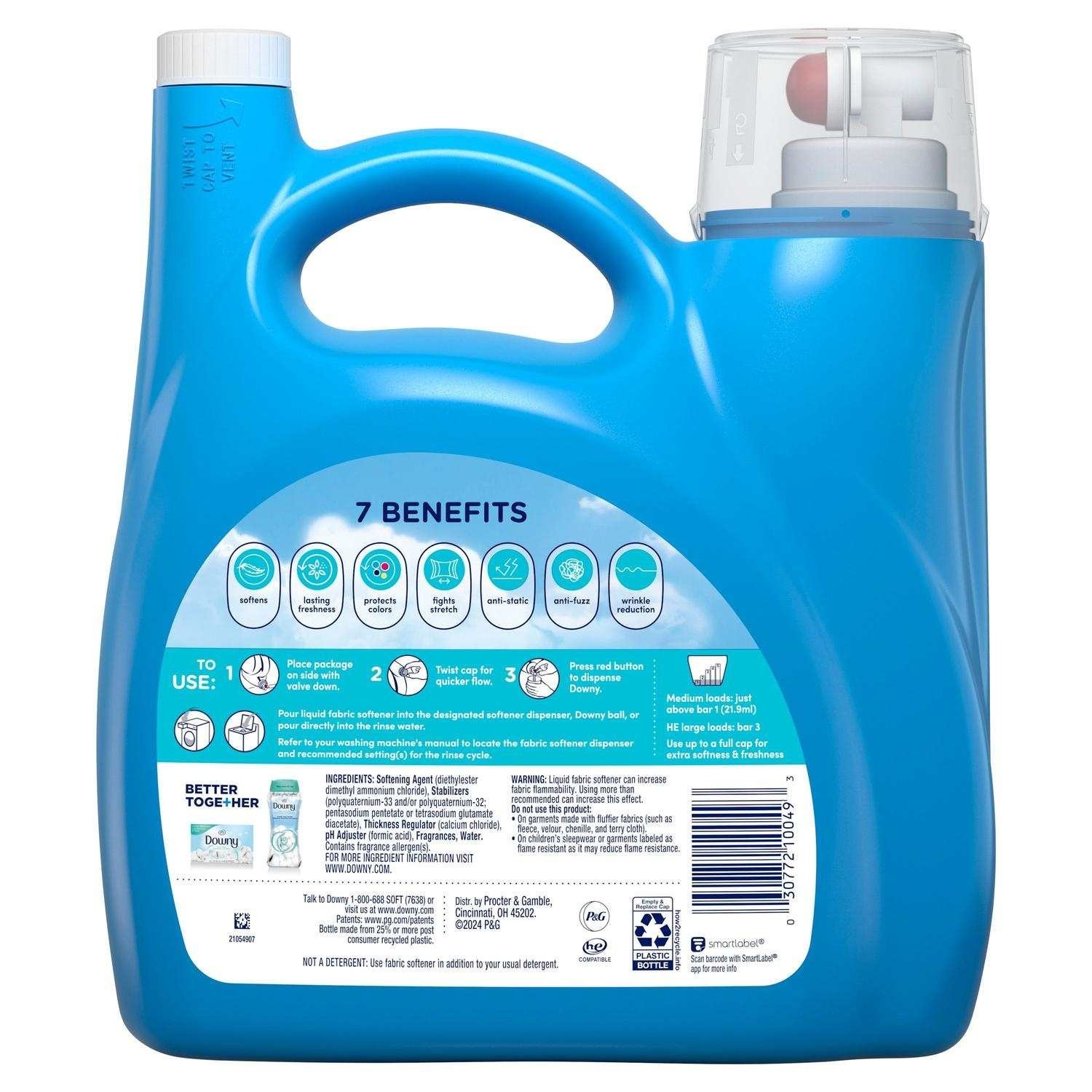 Downy Liquid Fabric Softener, Cool Cotton Scent, 140 fl oz, 190 Loads, 2 Pack