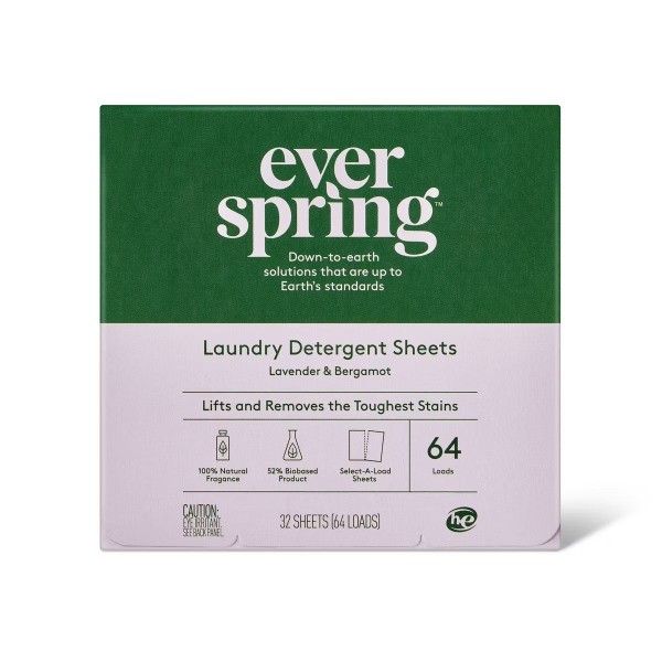 Bergamot Laundry Detergent Sheets – 64 Loads – Everspring: Paraben-Free