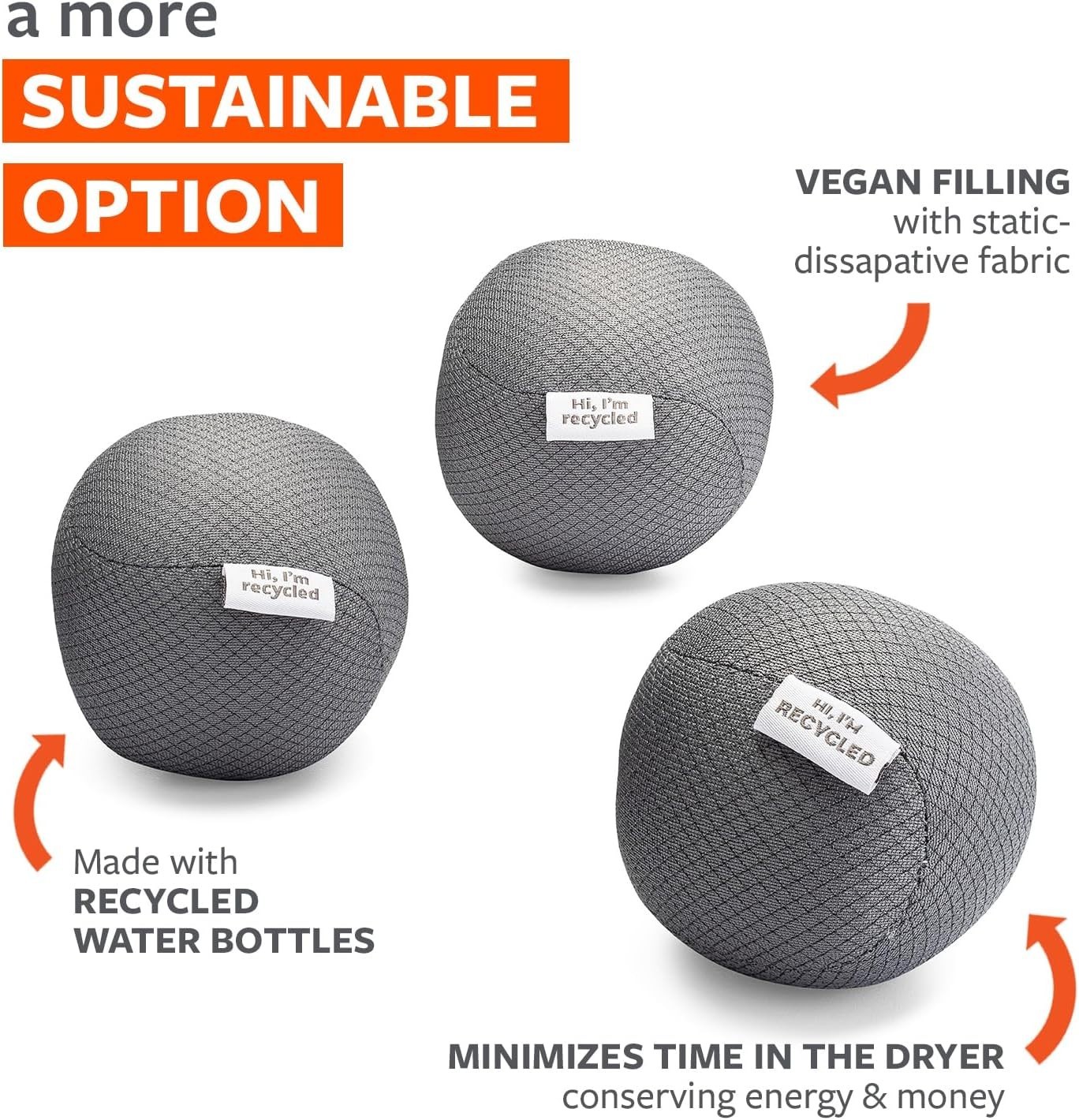 Set of 3 Anti-Static Dryer Balls – Quiet, Hypoallergenic Laundry Essential