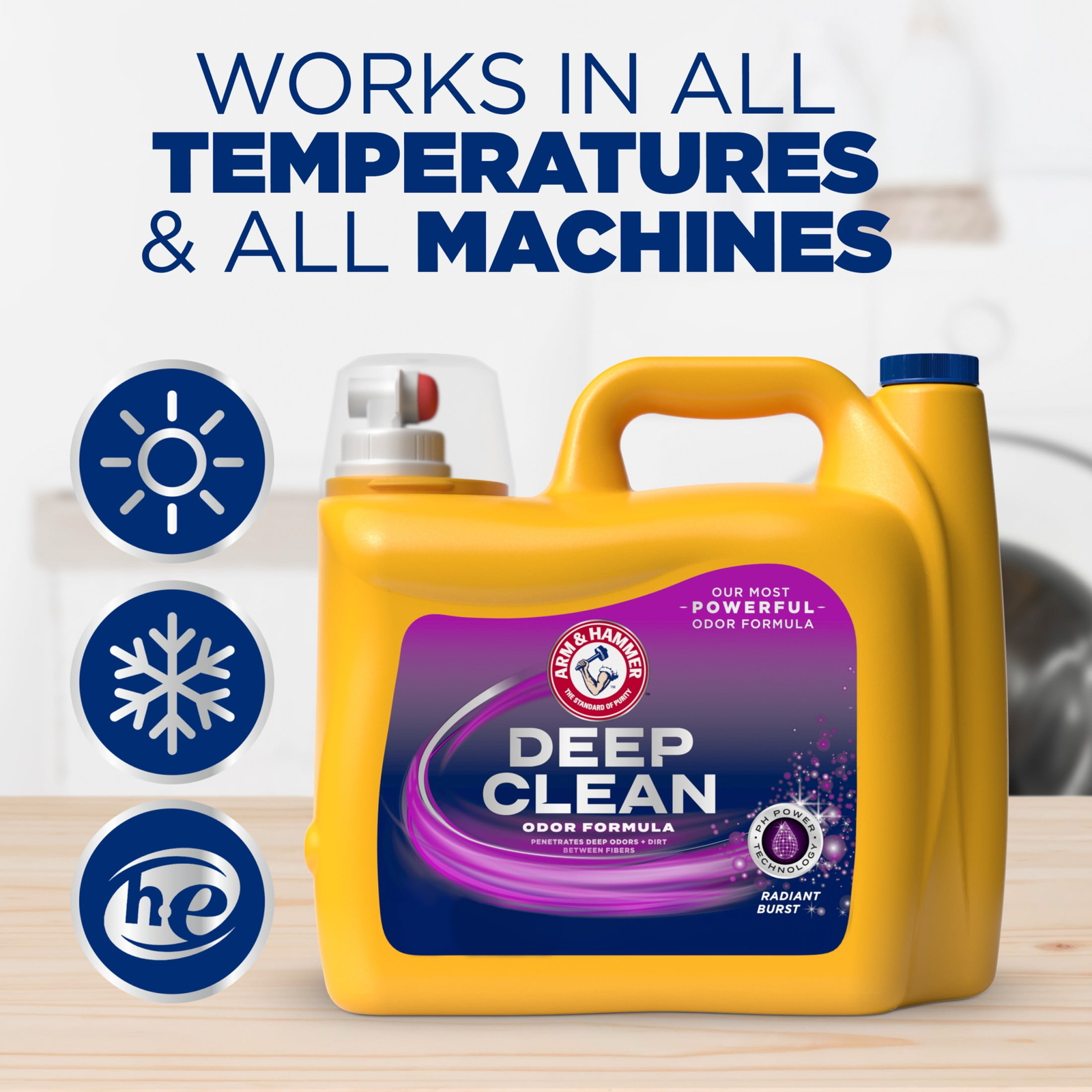 Deep Clean Odor Formula Detergent, Radiant Burst Scent, 150 Fl Oz, 100 Loads