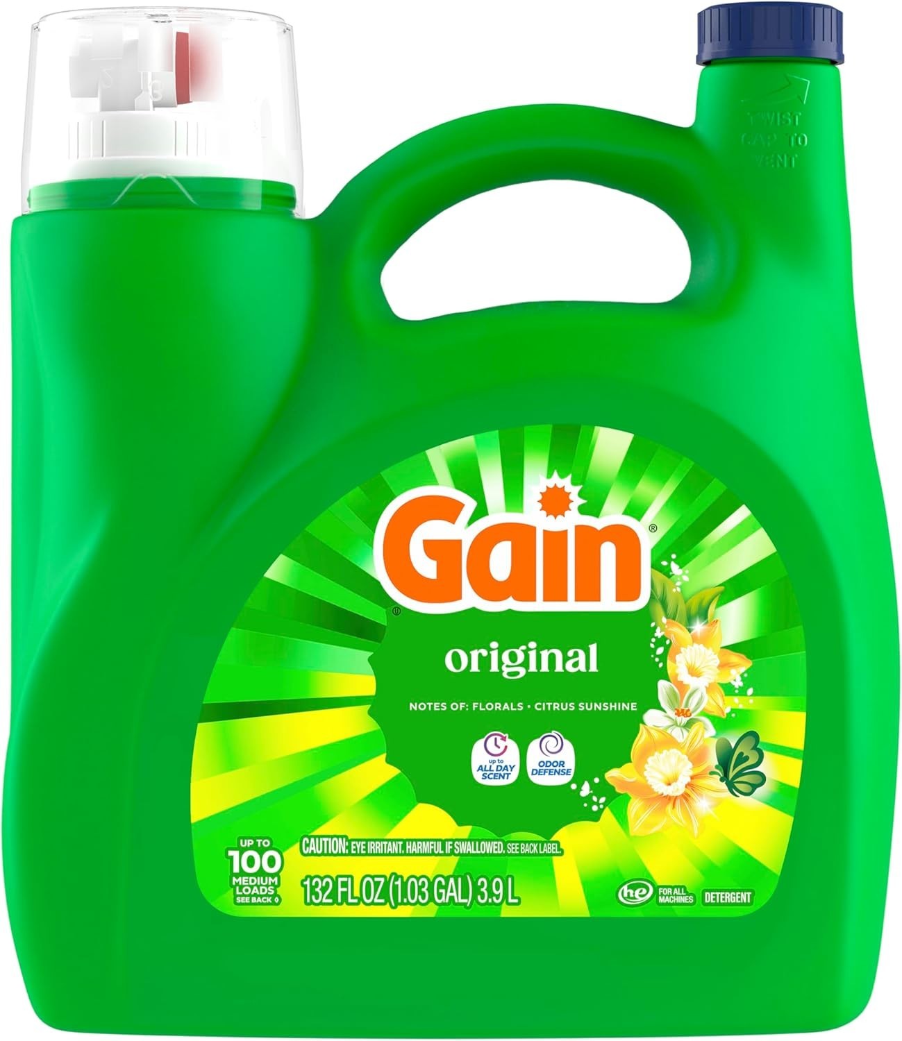 Laundry Detergent Liquid, Now with Odor Defense, Original Scent, 132 Fl Oz, 100