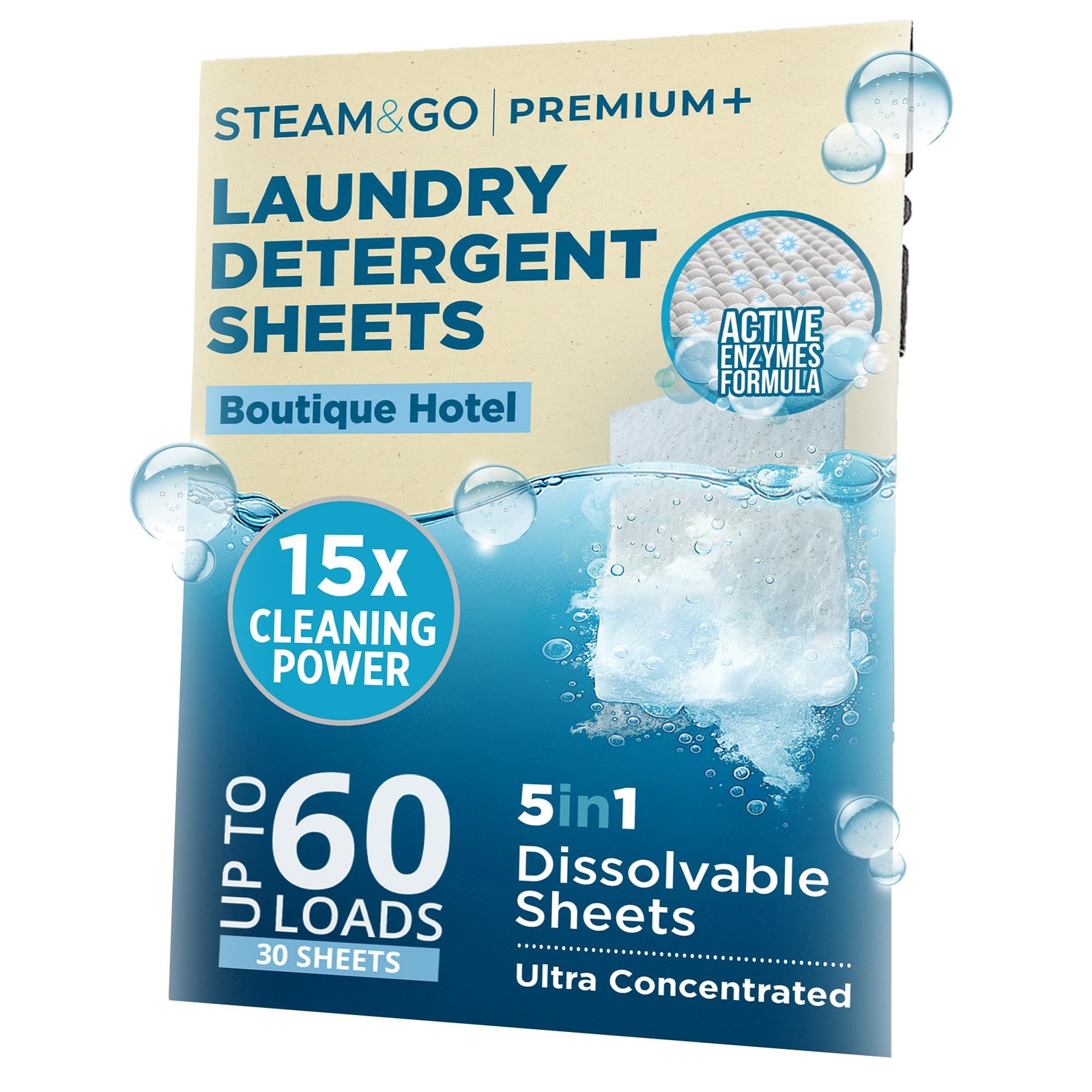 30 PCS Steam Go 5In1 Premium Dissolvable Laundry Detergent Sheets Boutique