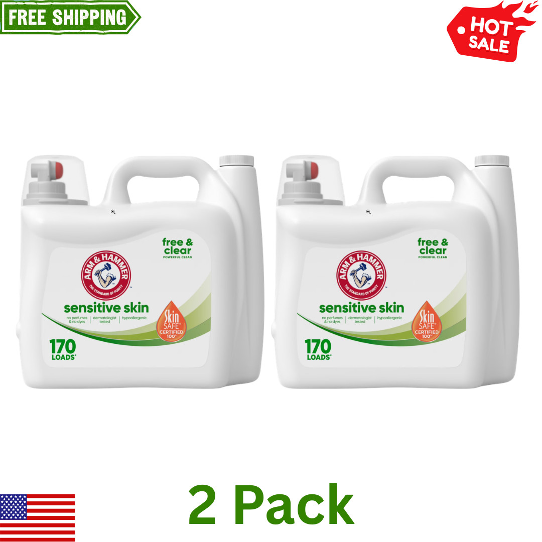 (Pack 2)Arm & Hammer Unscented HE Laundry Detergent 170 Loads 170 -fl oz