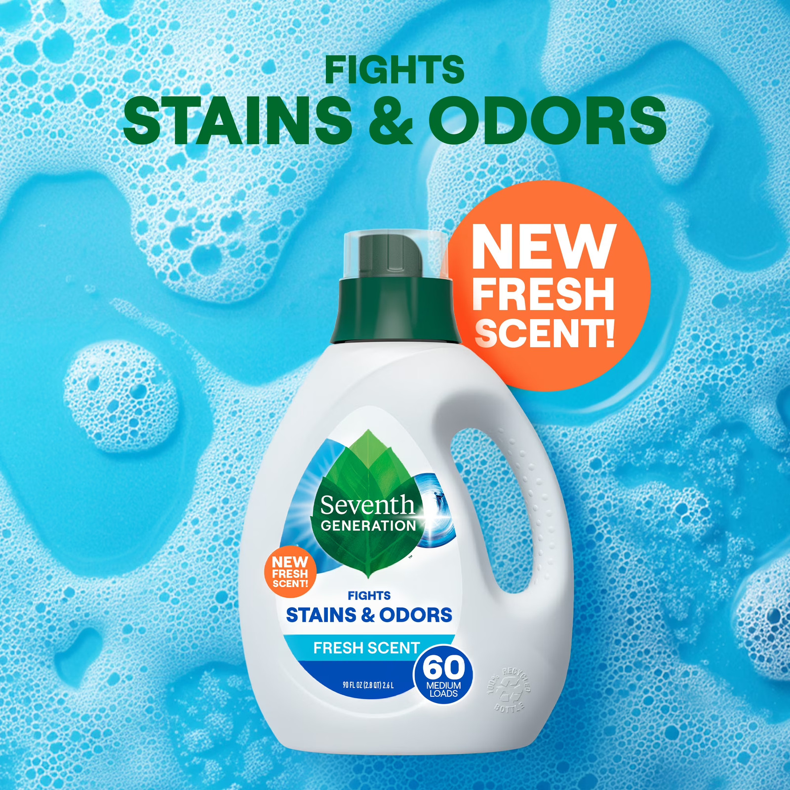 Fresh Scent Liquid Laundry Detergent, 90 fl oz, 60 Loads